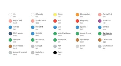 Stort utbud av färger