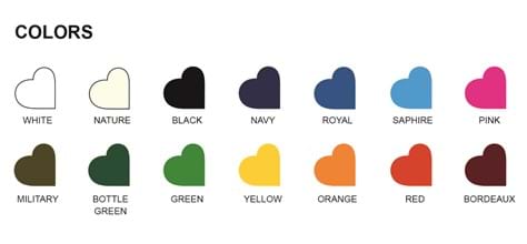 14 färger att välja bland