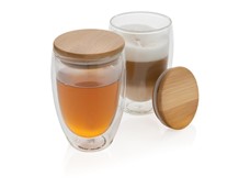 Produktbild Dubbelväggigt borosilikatglas med bambulock, 350ml