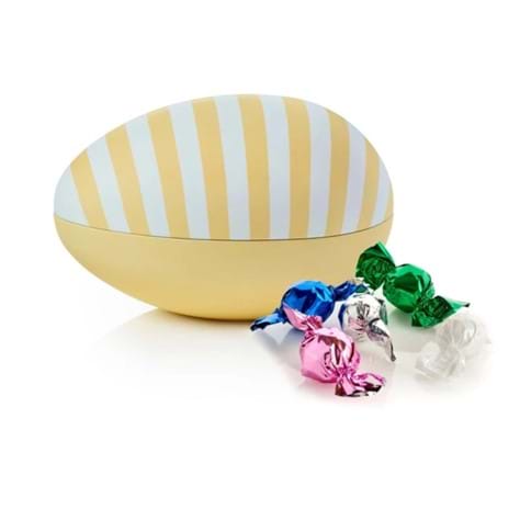 Metallägg med chokladkulor, randig